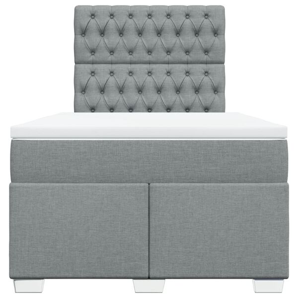 vidaXL Sommier &agrave; lattes de lit et matelas gris clair 120x190 cm tissu