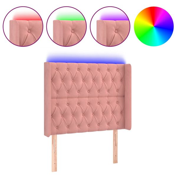 vidaXL T&ecirc;te de lit &agrave; LED Rose 103x16x118/128 cm Velours