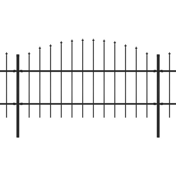 vidaXL Cl&ocirc;ture de jardin avec dessus en forme de lance en acier 714,5 x 100 cm Noir