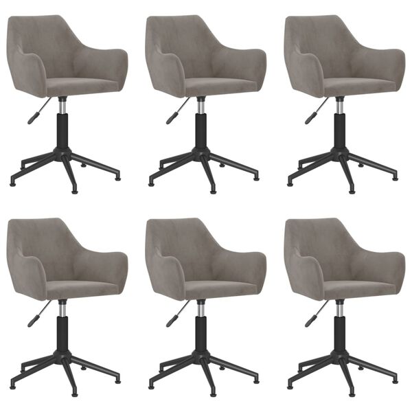 vidaXL Chaises pivotantes &agrave; manger lot de 6 gris clair velours