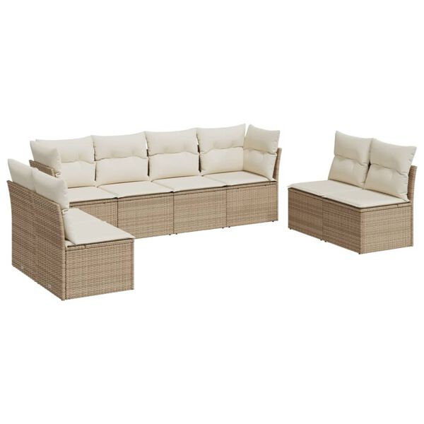 vidaXL Salon de jardin avec coussins 8 pcs beige r&eacute;sine tress&eacute;e