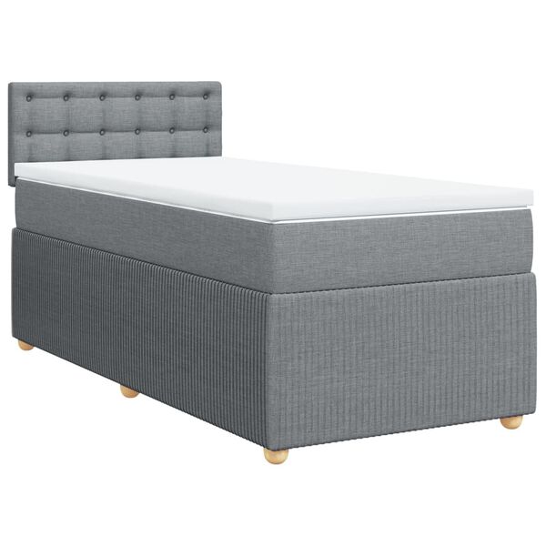 vidaXL Sommier &agrave; lattes de lit et matelas Gris clair 90x190 cm Tissu