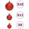 vidaXL Ensemble de boules de No&euml;l 111 pi&egrave;ces rouge polystyr&egrave;ne