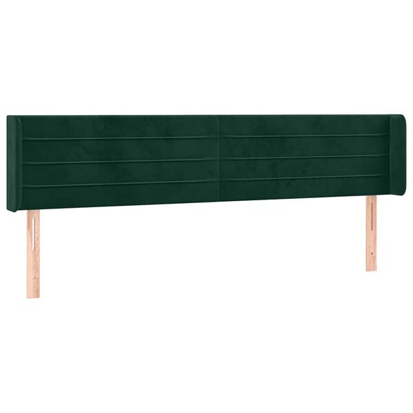 vidaXL T&ecirc;te de lit avec oreilles Vert fonc&eacute; 163x16x78/88 cm Velours