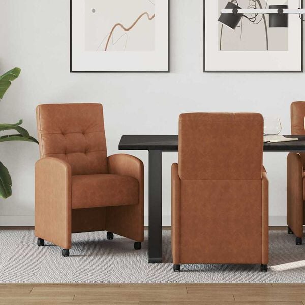 vidaXL Chaises de Salle à Manger avec Roues 2 pcs Marron