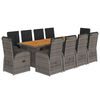 vidaXL Ensemble &agrave; manger de jardin 11pcs avec coussins gris poly rotin