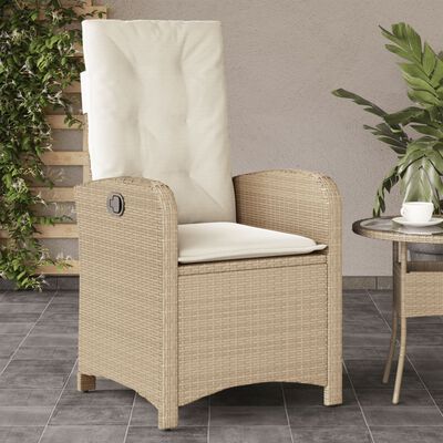 vidaXL Chaises inclinables de jardin lot de 2 et coussins beige rotin