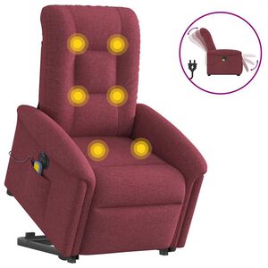 vidaXL Fauteuil inclinable de massage &eacute;lectrique Rouge bordeaux Tissu
