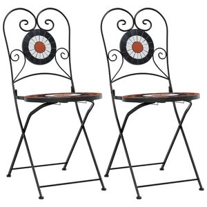 vidaXL Chaises de bistro pliables lot de 2 terre cuite blanc c&eacute;ramique