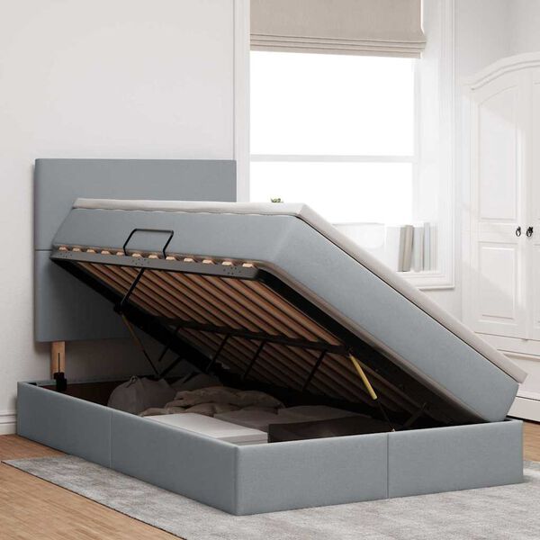 vidaXL Lit avec rangement et LED Gris clair 120 x 200 cm Polyester