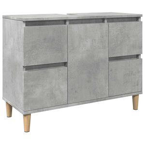vidaXL Meuble d'&eacute;vier gris b&eacute;ton 80x33x60 cm bois d'ing&eacute;nierie