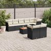 vidaXL Salon de jardin 9 pcs avec coussins noir r&eacute;sine tress&eacute;e