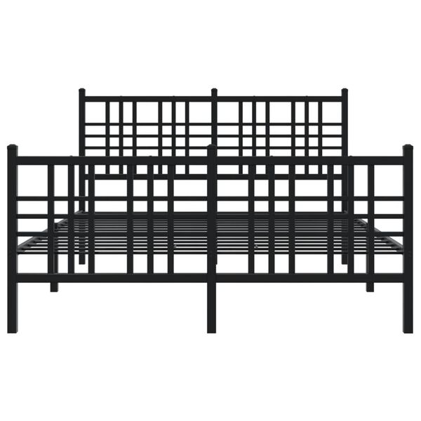 vidaXL Cadre de lit m&eacute;tal sans matelas avec pied de lit noir 120x200cm