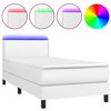 vidaXL Sommier &agrave; lattes de lit avec matelas et LED Blanc 100x200 cm