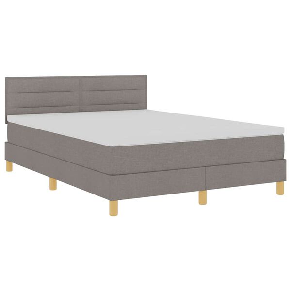 vidaXL Lit &agrave; ressorts avec matelas Taupe 140 x 200 cm tissu