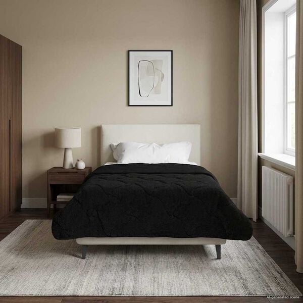 vidaXL Duvet complet toute l'ann&eacute;e Matelass&eacute; Noir 140 x 220 cm