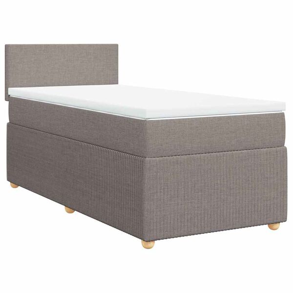 vidaXL Sommier &agrave; lattes de lit avec matelas Taupe 100x200 cm Tissu