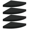 vidaXL &Eacute;tag&egrave;res d'angle flottantes 4 pcs noir 35x35x3,8 cm MDF