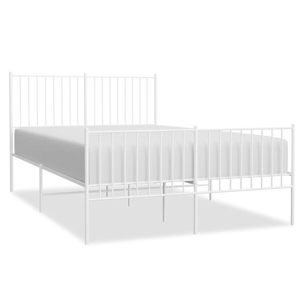 vidaXL Cadre de lit m&eacute;tal sans matelas et pied de lit blanc 140x190 cm