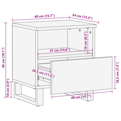 vidaXL Tables de chevet 2 pcs 40x34x46 cm bois manguier massif blanchi