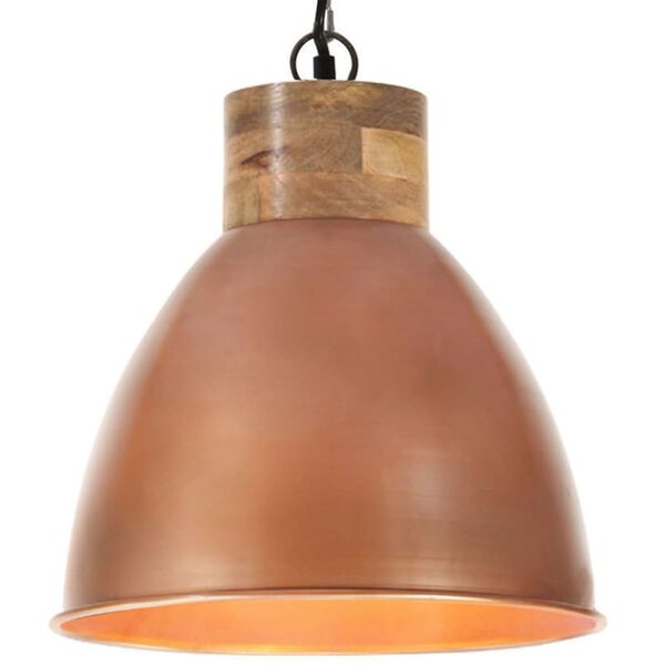 vidaXL Lampe suspendue industrielle Cuivre Fer et bois solide 35cm E27