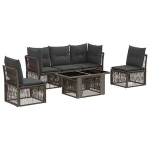 vidaXL Ensemble de canap&eacute; de jardin 6 pc Gris polyrotin