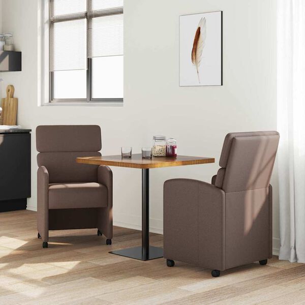vidaXL Chaises de Salle à Manger avec Roues 2 pcs Marron