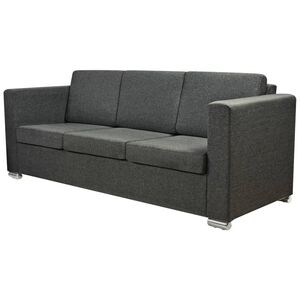 vidaXL Canap&eacute; &agrave; 3 places Tissu Gris fonc&eacute;