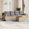 vidaXL Salon de jardin avec coussins 5 pcs beige r&eacute;sine tress&eacute;e