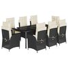 vidaXL Ensemble &agrave; manger de jardin 9pcs coussins noir r&eacute;sine tress&eacute;e