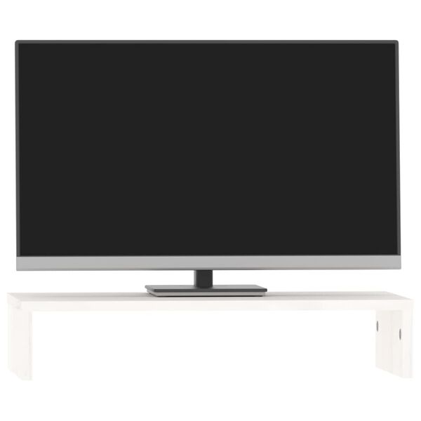 vidaXL Support de moniteur Blanc 50x27x10 cm Bois de pin solide