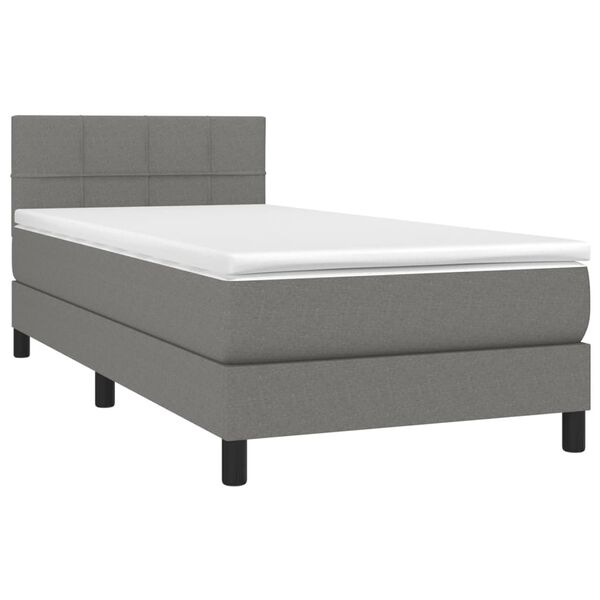 vidaXL Sommier &agrave; lattes de lit avec matelas et LED Gris fonc&eacute; 90x190cm