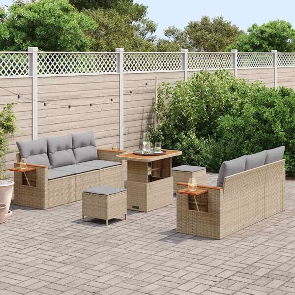 vidaXL Ensemble de canap&eacute; de jardin 9 pcs beige et gris clair