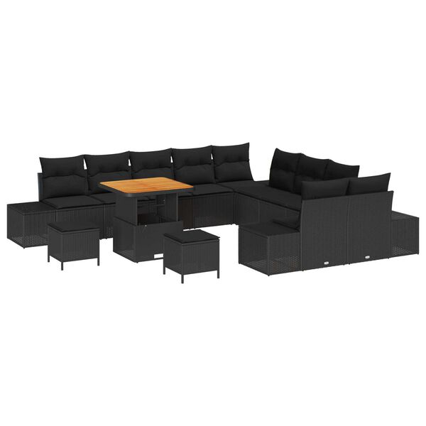 vidaXL Ensemble de canap&eacute; de jardin 13 pcs Noir Poly rotin