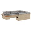 vidaXL Salon de jardin et coussins 11 pcs m&eacute;lange beige r&eacute;sine tress&eacute;e