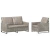vidaXL Ensemble de Canap&eacute;s 2 pcs Gris clair Tissu en su&egrave;de synth&eacute;tique