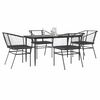 vidaXL Ensemble &agrave; manger de jardin et coussins 5 pcs noir rotin verre