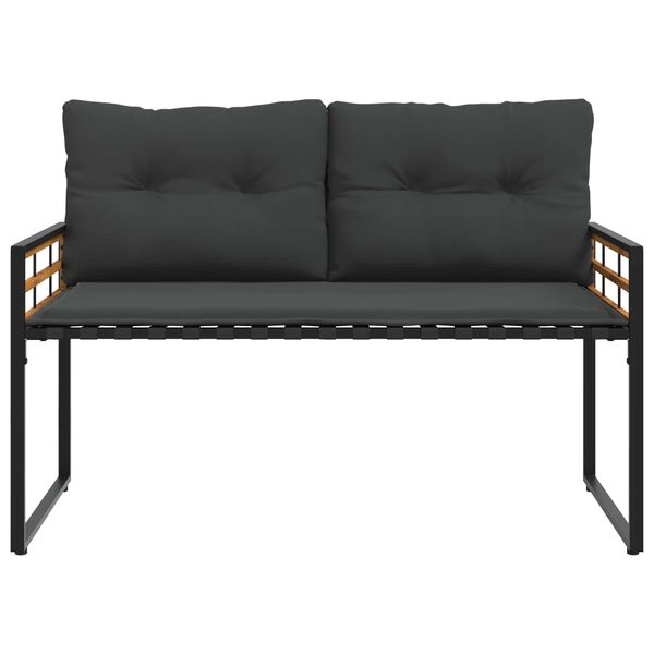 vidaXL Banc &agrave; couches en bois avec coussin Gris fonc&eacute; 114 x 55 x 77 cm
