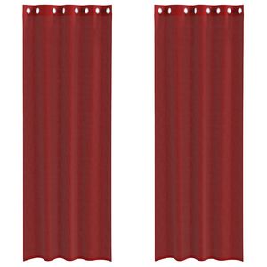 vidaXL Rideaux en voile avec &oelig;illets 2 pcs rouge bordeaux