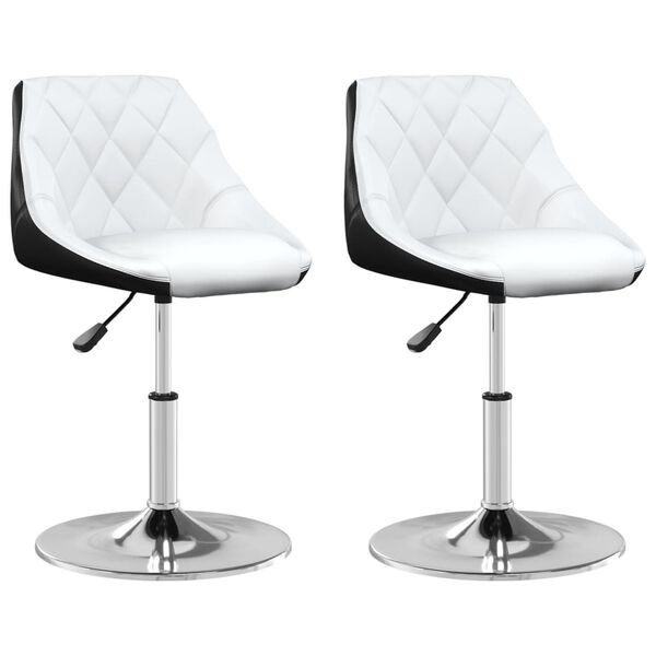 vidaXL Chaises pivotantes &agrave; manger lot de 2 blanc et noir similicuir