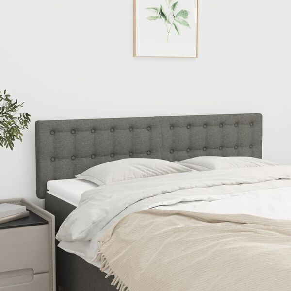 vidaXL T&ecirc;tes de lit 2 pcs gris fonc&eacute; 72x5x78/88 cm tissu