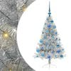 vidaXL Sapin de No&euml;l artificiel pr&eacute;-&eacute;clair&eacute; Argent 120 cm PET