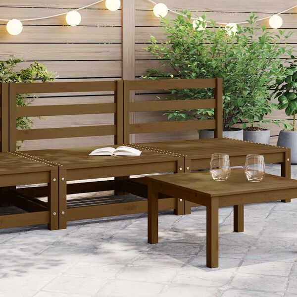vidaXL Canap&eacute;s centraux de jardin 2 pcs marron miel bois de pin solide
