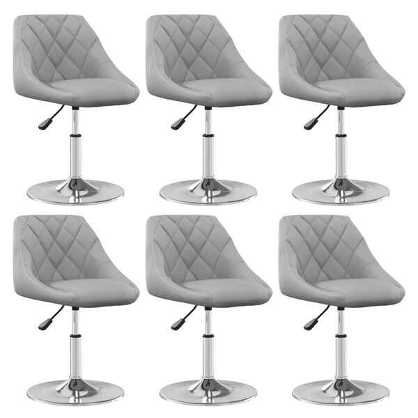 vidaXL Chaises pivotantes &agrave; manger lot de 6 Gris clair Velours