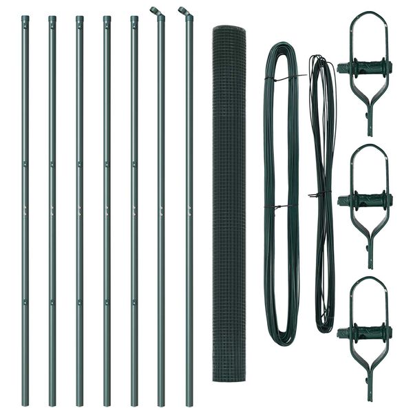 vidaXL Poteau de cl&ocirc;ture. Vert 10 x 1,6 m (maillage de 12 x 12 mm)