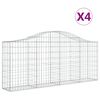 vidaXL Paniers &agrave; gabions arqu&eacute;s 4 pcs 200x30x80/100 cm Fer galvanis&eacute;
