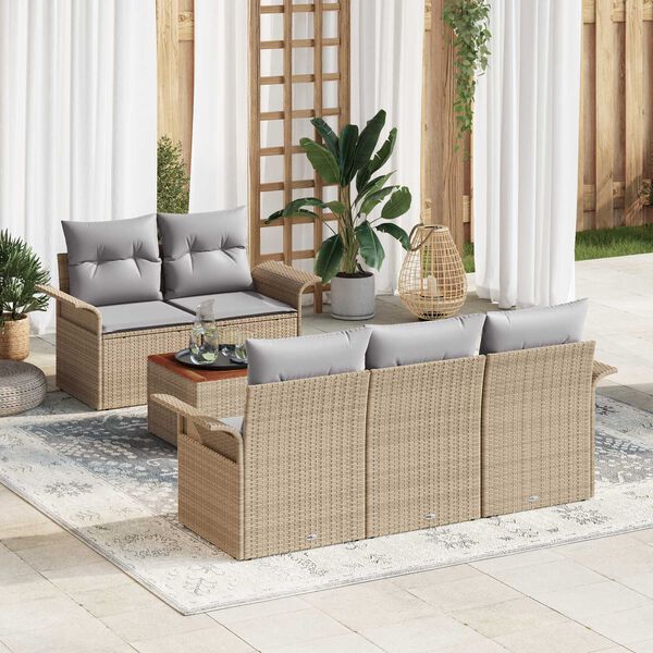 vidaXL Ensemble de canap&eacute; de jardin 6 pcs Beige et Gris clair
