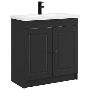 vidaXL Ensemble de mobilier de salle de bain Noir 56 x 37,5 x 81 cm