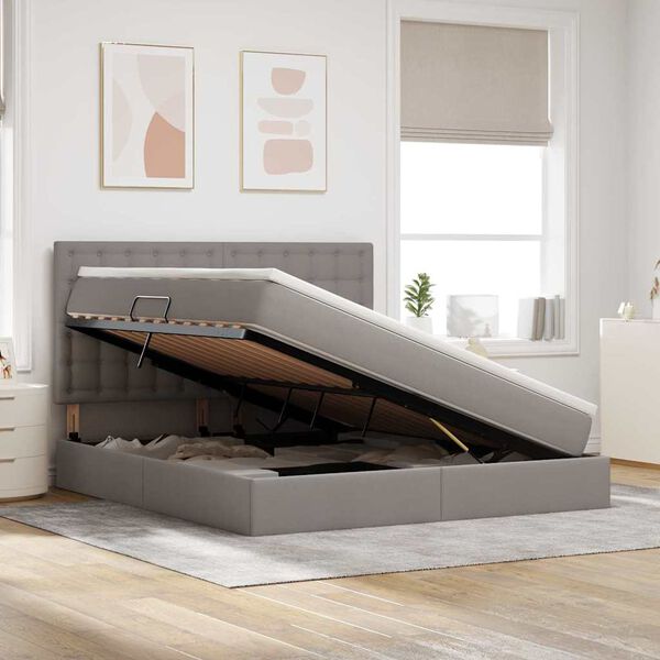 vidaXL Lit avec rangement et LED Taupe 160 x 200 cm Polyester