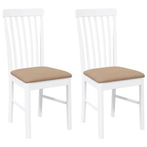 vidaXL Chaises &agrave; manger coussins 2 pcs blanc bois massif caoutchouc